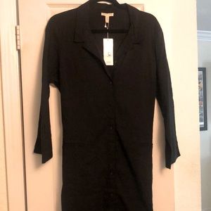 NWT Eileen Fisher Black Linen Shirt Dress